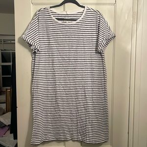 Lou & Grey cuffed sleeve black/white striped Tshirt Dress XL